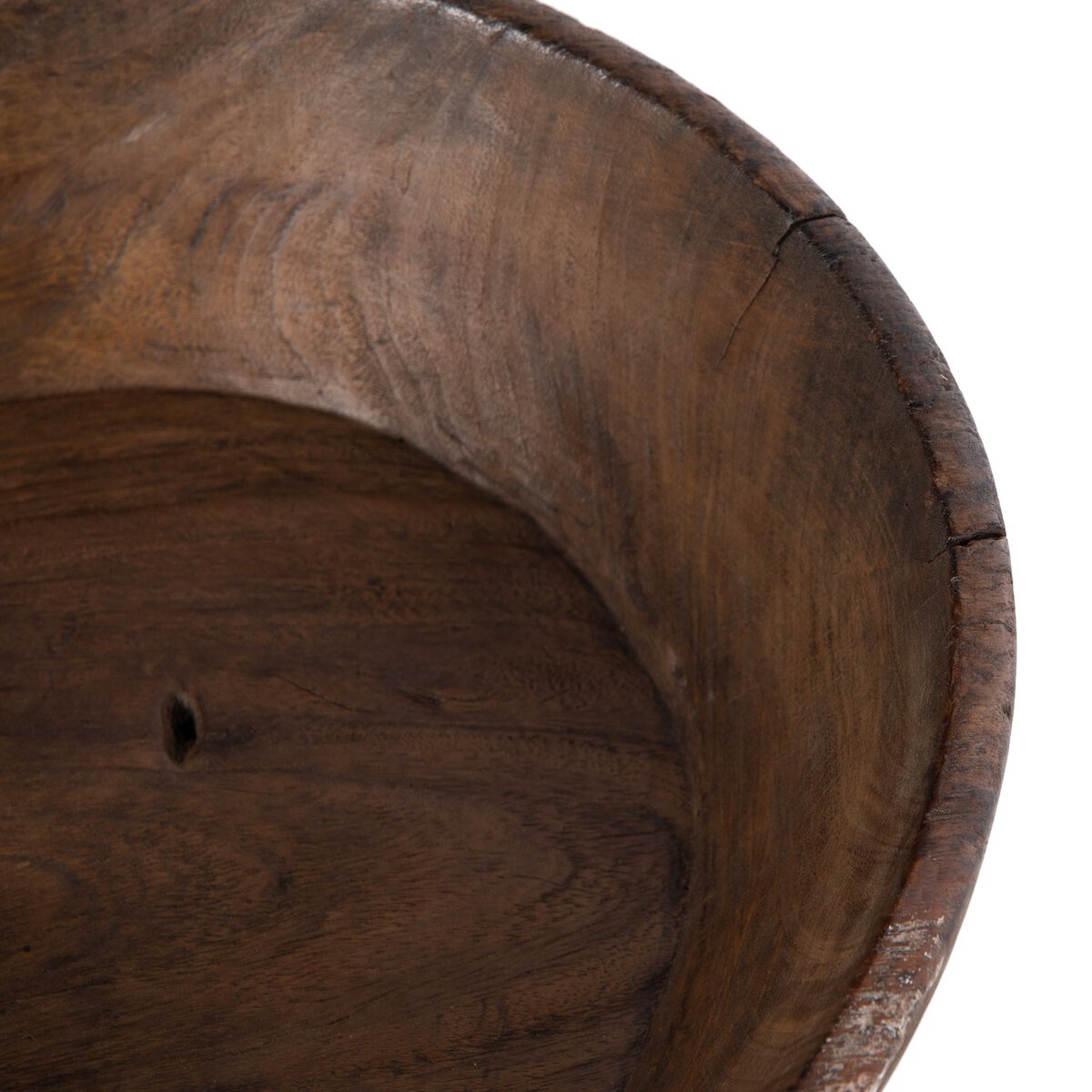 Close-up of the wooden bowl interior