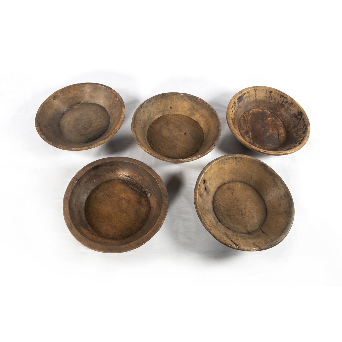 Found Wooden Bowls showing natural variations in shape and finish