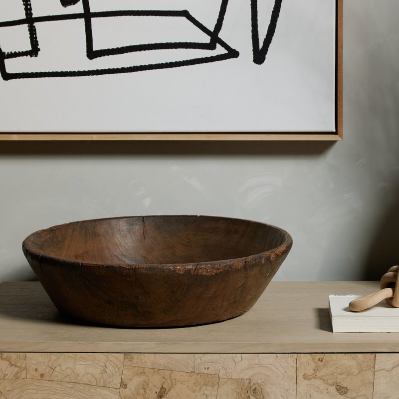 Found Wooden Bowl styled on a console