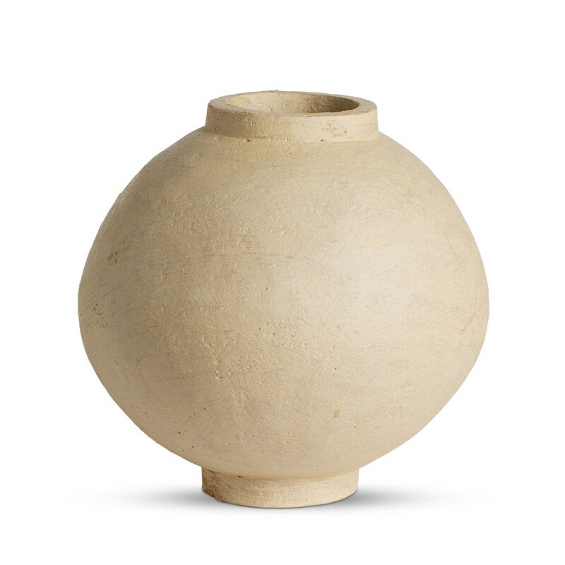 Olivos Wide Paper Mache Vessel in natural cream